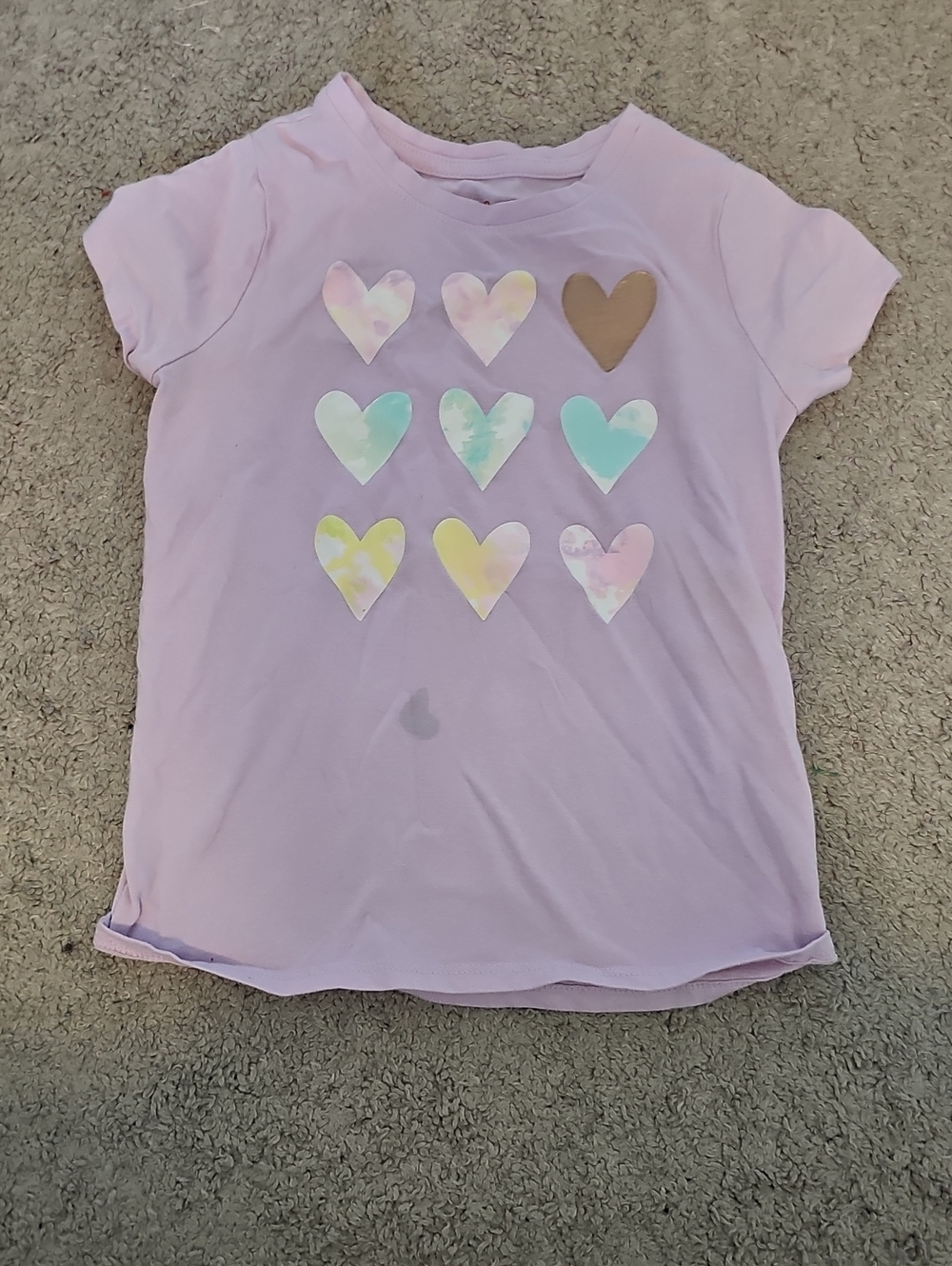 Cat & Jack Light Pink Tee with Pastel Heart Grid